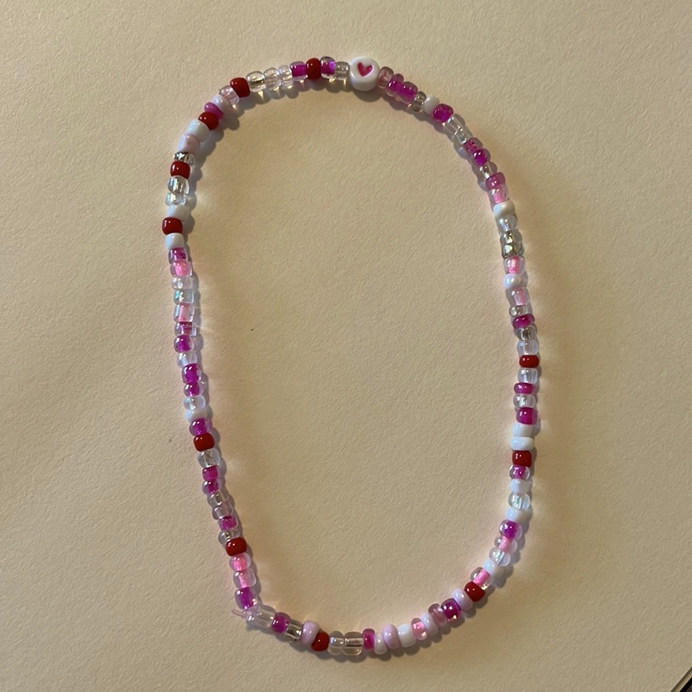 Pink heart necklace